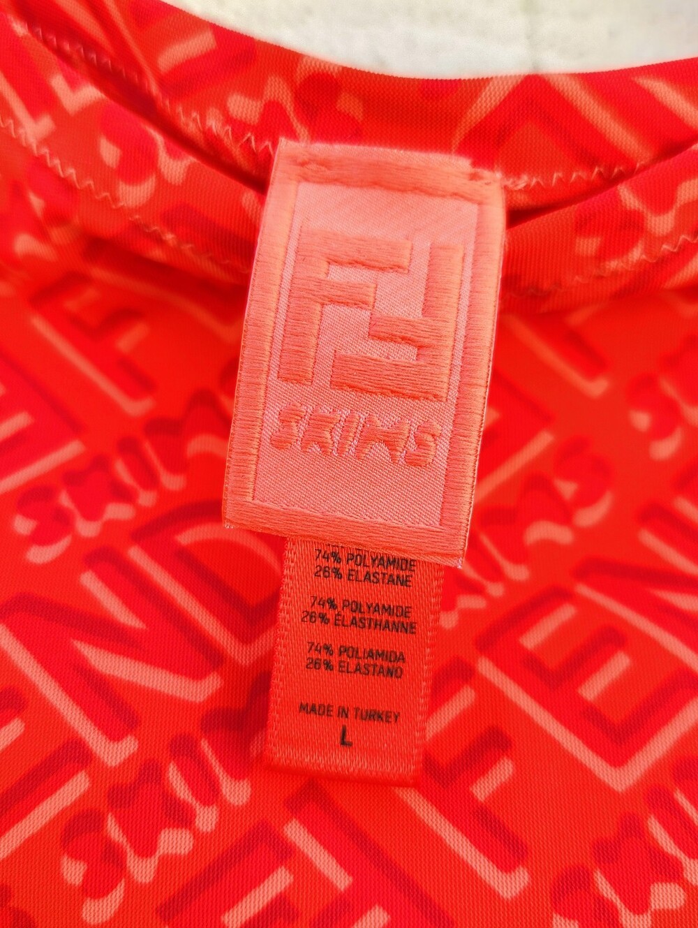 FENDI x SKIMS Red Long Sleeve All Over Logo Mock Neck Bodysuit - Picture 5 of 5